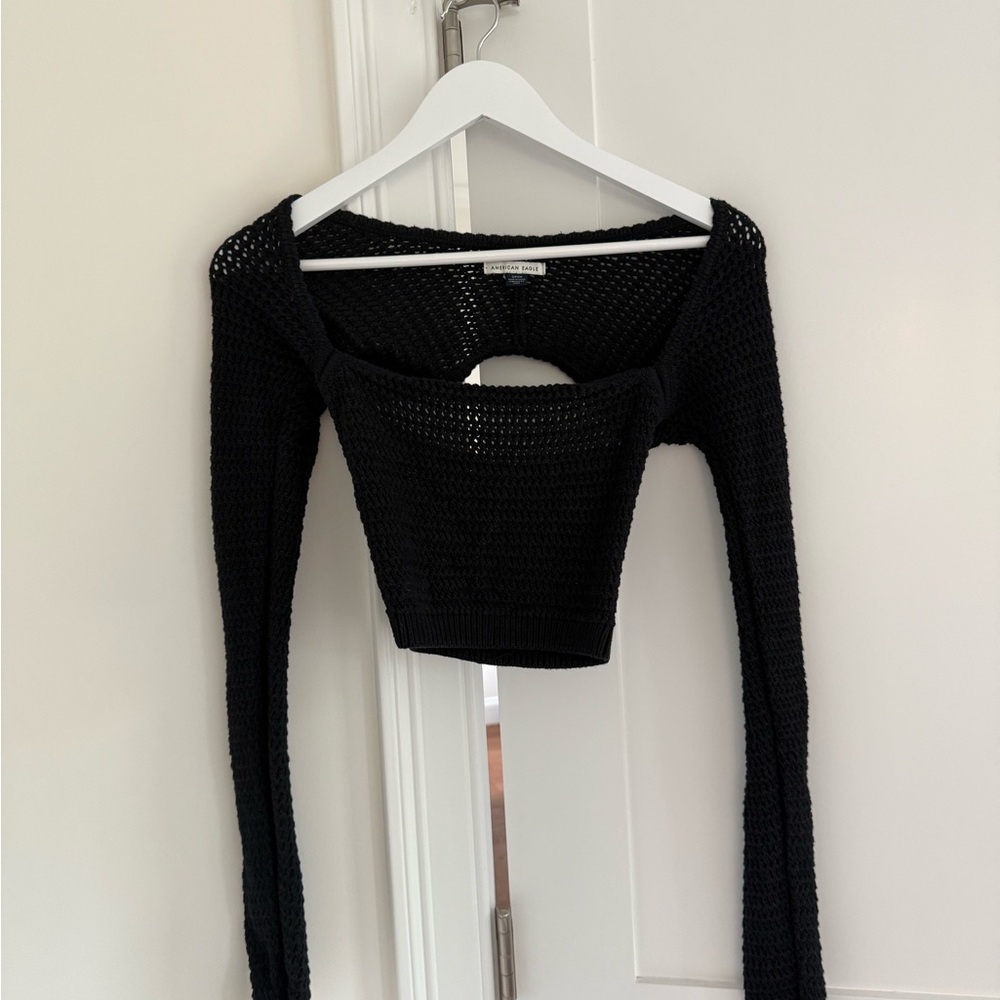 American Eagle Outfitters Black Knit Cropped Sweater